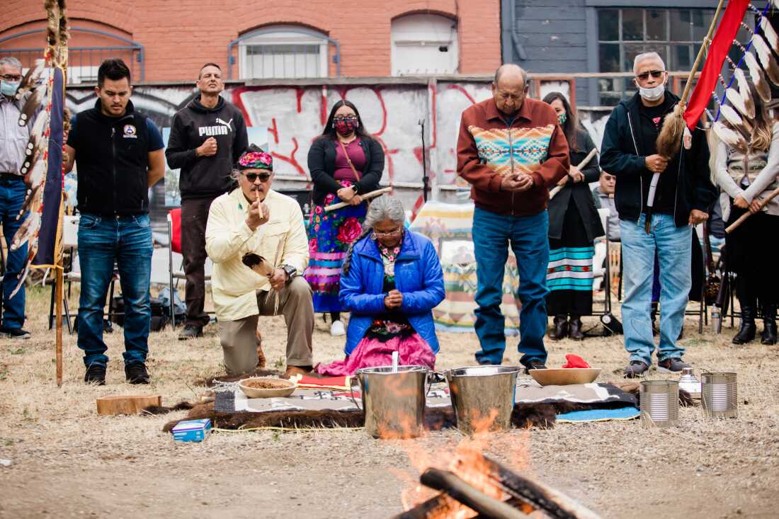 Native American organizations gathered at Friendship House in 2022 for a ceremony to pray for the success of The Village SF, a health care and community center for Native Americans in San Francisco.