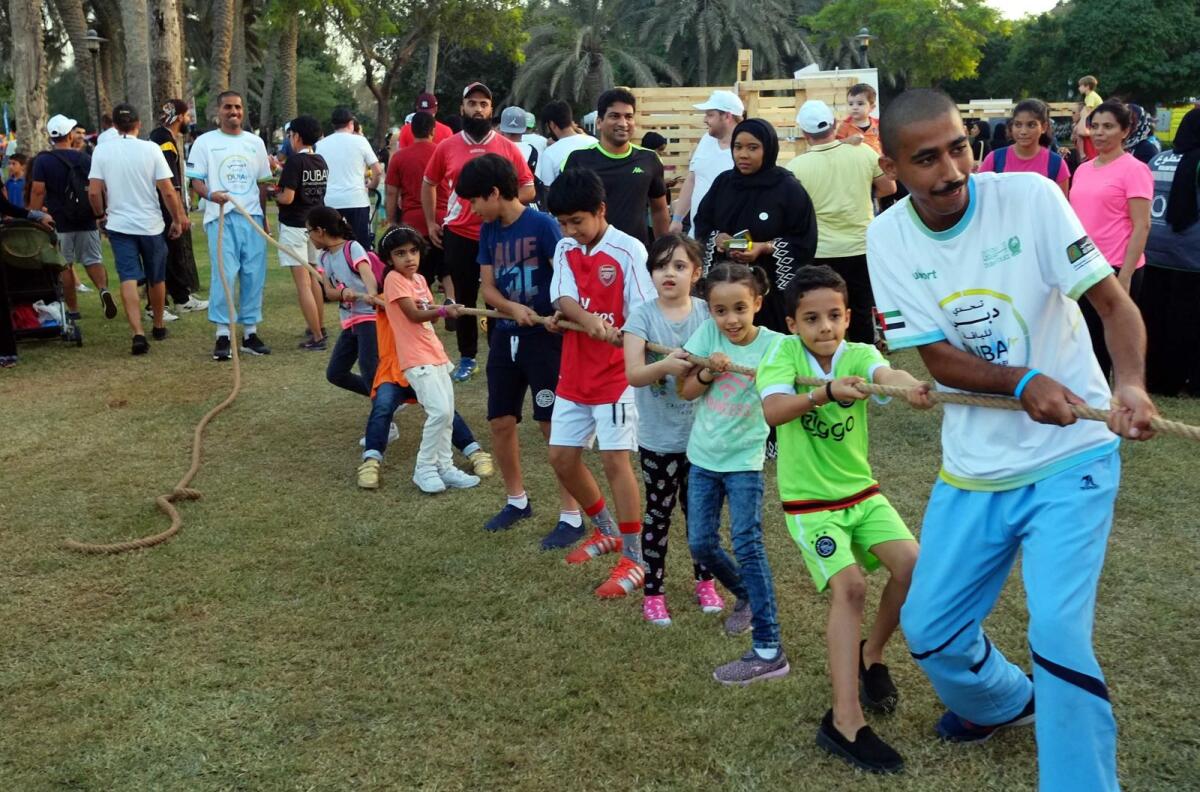 Children have fun playing martial arts as part of the Dubai Fitness Challenge at Safa Park. Image: KT File