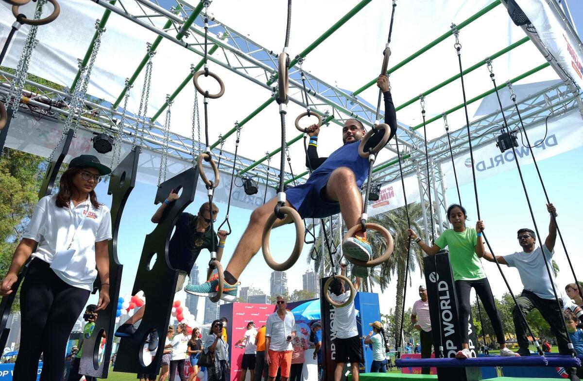 20 November 2017: Participants perform various physical activities as part of the Dubai Fitness Challenge at Safa Park. Image: KT File